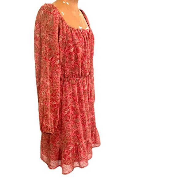 Banana Republic Pink Floral Print Dress Midi Ruffle Women's Sz S Feminine - Picture 5 of 8